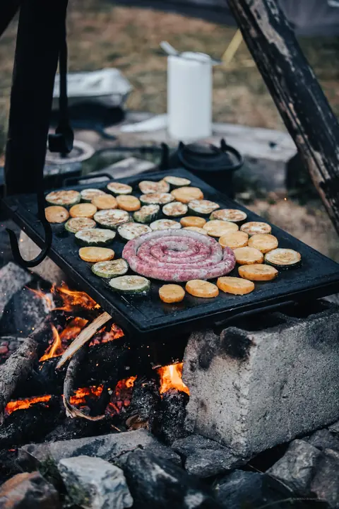Grigliata sul fuoco al campo